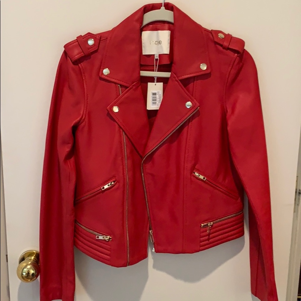 RE-LISTED. Maje NWT red leather jacket